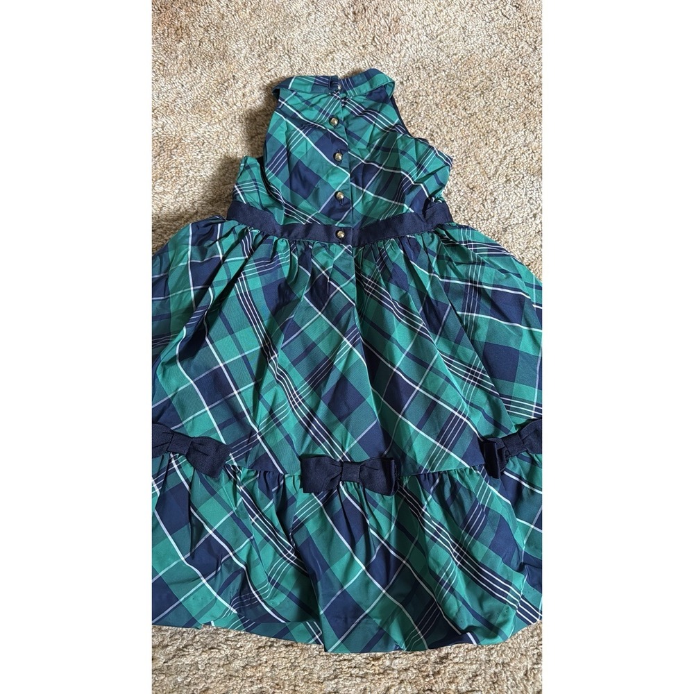Janie & Jack Girls Size 4 Holiday Dress Night Watch Green Plaid Christmas Party